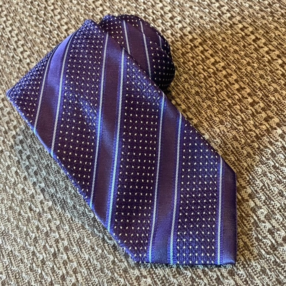 Gladson Men's Silk Tie Purple Stripe Repp Pattern Designer Necktie Made in USA‎